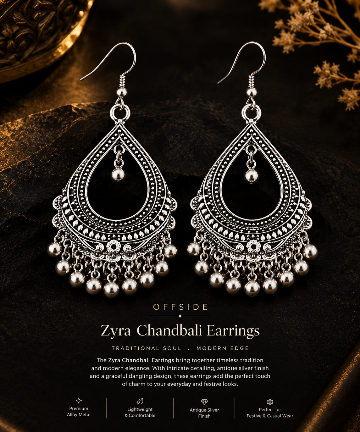 Girly moon jhumka