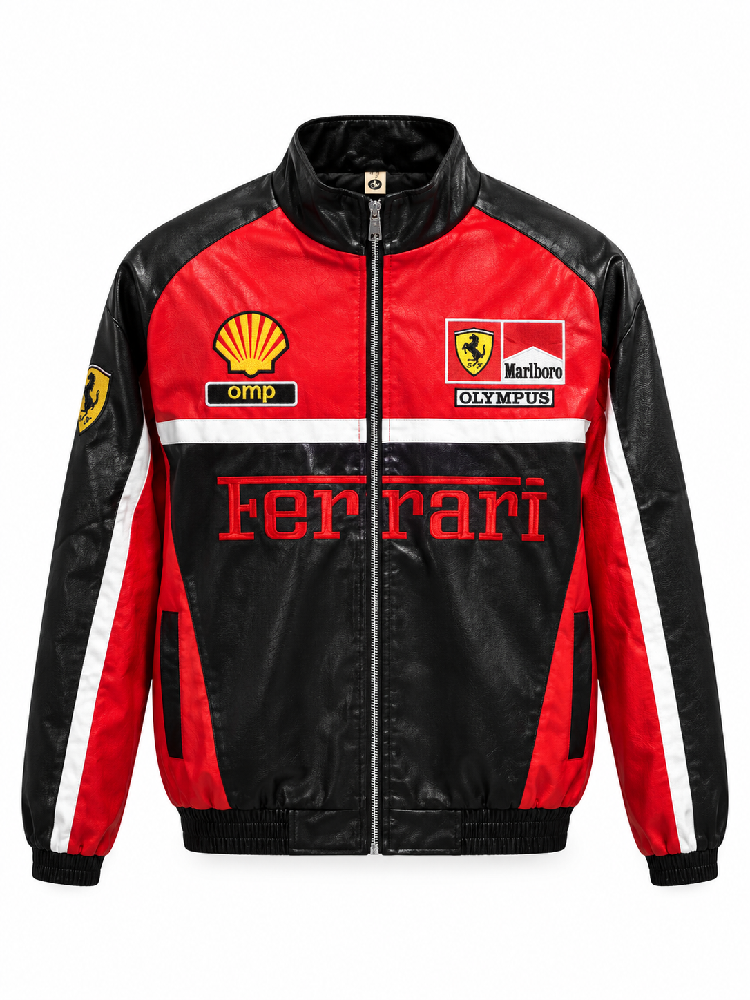 Vintage Ferrari Racing Leather Jacket – Red & Black — photo 1