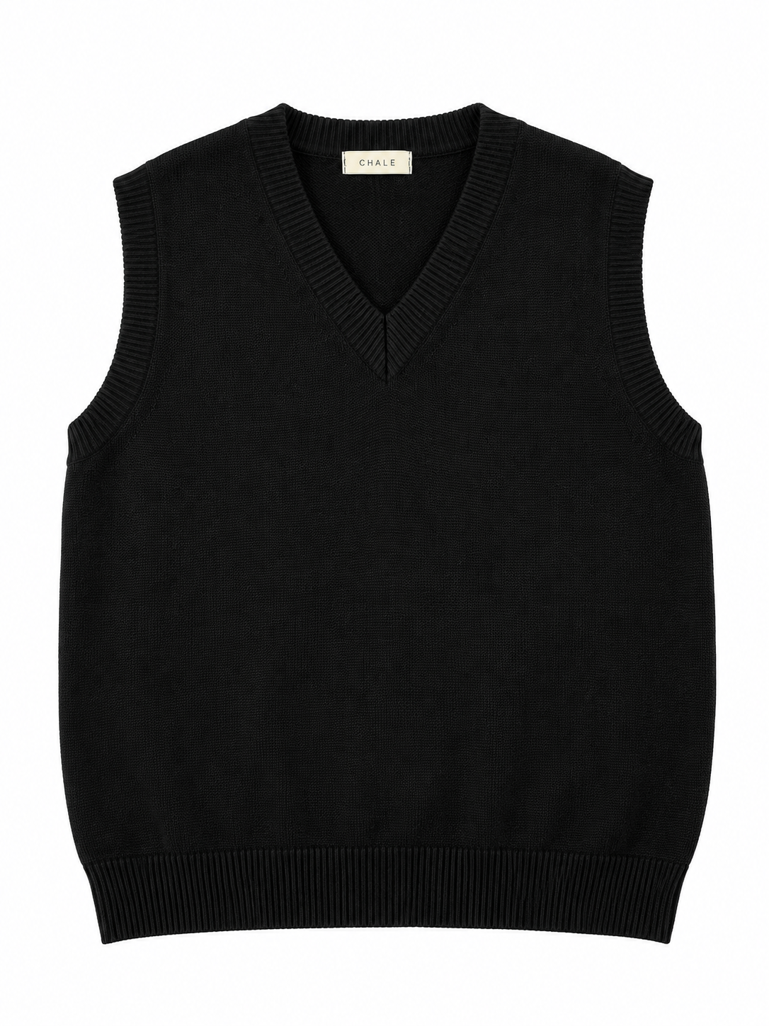 Black V-Neck Knitted Sweater Vest — photo 1