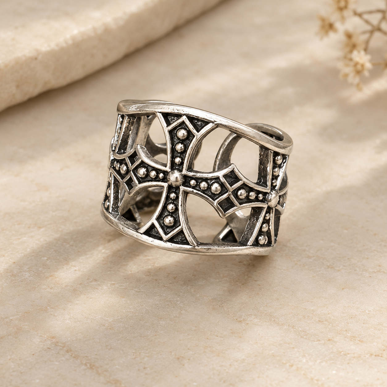 Offside gothic cross wide band ring — photo 1