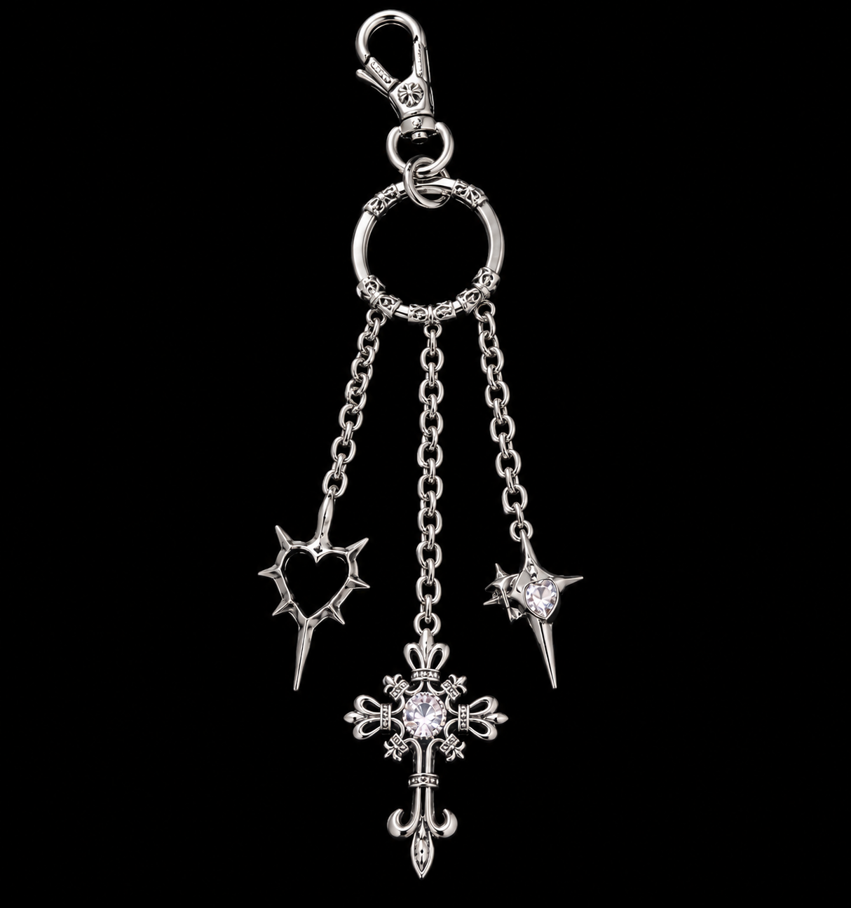 Offside special Silver Gothic Triple Charm Jeans Chain – Unisex Punk Streetwear Accessory — photo 1